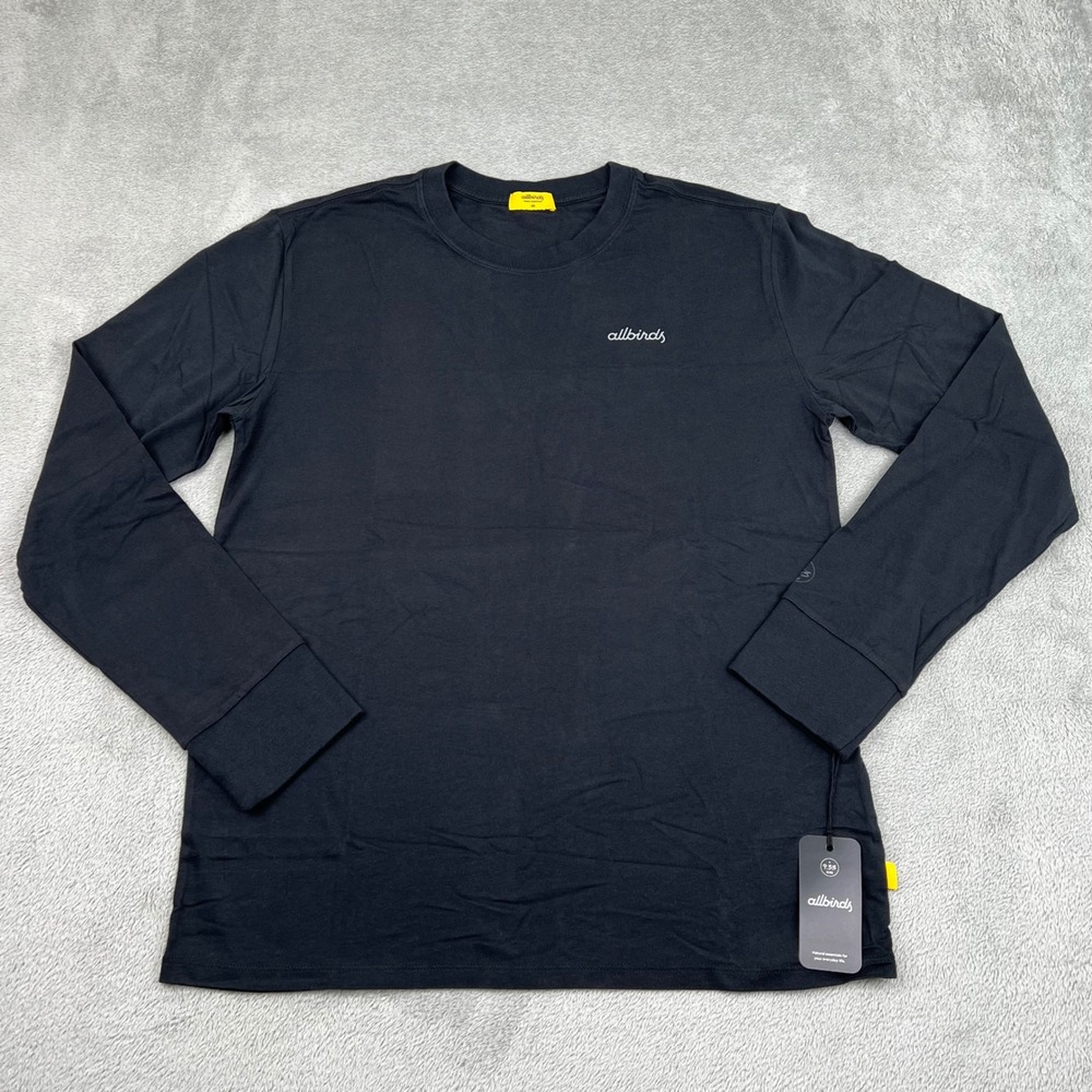 NEW Allbirds Cotton Long‎ Sleeve Tee 100% Organic Cotton Natural Black M